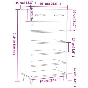 vidaXL Skohylla brun ek 60x35x105 cm konstruerat trä - Bild 12