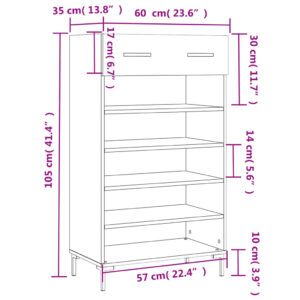 vidaXL Skohylla svart 60x35x105 cm konstruerat trä - Bild 12