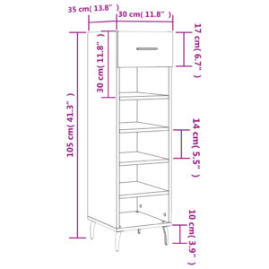 vidaXL Skohylla svart 30x35x105 cm konstruerat trä - Bild 12