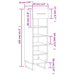 vidaXL Skohylla vit 30x35x105 cm konstruerat trä - Bild 12