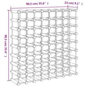 vidaXL Vinställ för 72 flaskor 90,5x23x90,5 cm massiv furu - Bild 8