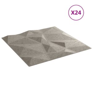 vidaXL Väggpaneler 24 st betonggrå 50x50 cm XPS 6 m² diamant - Bild 2