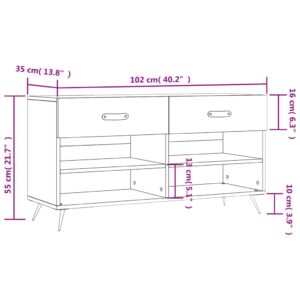 vidaXL Skobänk svart 102x35x55 cm konstruerat trä - Bild 12