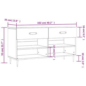 vidaXL Skobänk vit 102x35x55 cm konstruerat trä - Bild 12