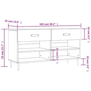 vidaXL Skobänk rökfärgad ek 102x35x55 cm konstruerat trä - Bild 12