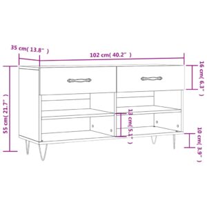 vidaXL Skobänk sonoma-ek 102x35x55 cm konstruerat trä - Bild 12