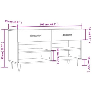 vidaXL Skobänk rökfärgad ek 102x35x55 cm konstruerat trä - Bild 12