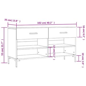 vidaXL Skobänk vit 102x35x55 cm konstruerat trä - Bild 12