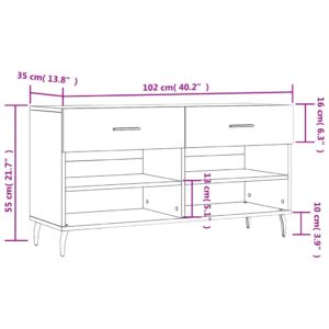 vidaXL Skobänk brun ek 102x35x55 cm konstruerat trä - Bild 12