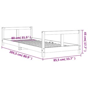 vidaXL Sängram för barnsäng vit 80x200 cm massiv furu - Bild 9