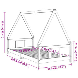 vidaXL Sängram för barnsäng vit 90x200 cm massiv furu - Bild 9