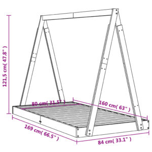 vidaXL Sängram för barnsäng svart 80x160 cm massiv furu - Bild 9