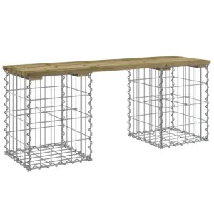 vidaXL Trädgårdsbänk gabion-design 103x31x42 cm impregnerad furu - Bild 2