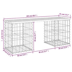 vidaXL Trädgårdsbänk gabion-design 103x31x42 cm impregnerad furu - Bild 8