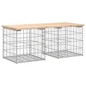 vidaXL Trädgårdsbänk gabion-design 103x44x42 cm massiv furu - Bild 2