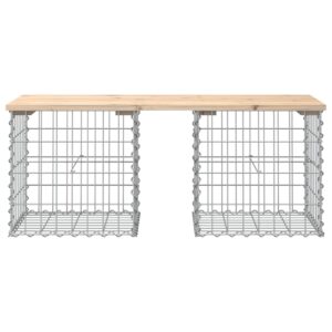 vidaXL Trädgårdsbänk gabion-design 103x44x42 cm massiv furu - Bild 3