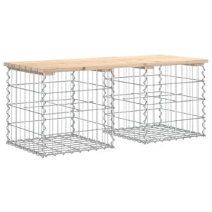 vidaXL Trädgårdsbänk gabion-design 103x44x42 cm massiv furu - Bild 5