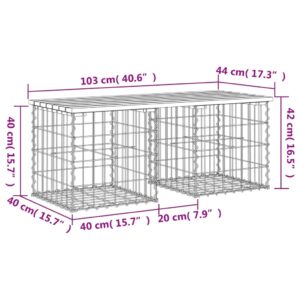 vidaXL Trädgårdsbänk gabion-design 103x44x42 cm massiv furu - Bild 8