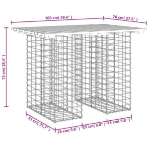 vidaXL Trädgårdsbänk gabion-design 100x70x72 cm massiv furu - Bild 8