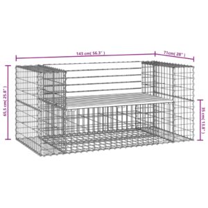 vidaXL Trädgårdsbänk gabion-design 143x71x65,5 cm massivt douglasträ - Bild 8