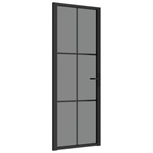 vidaXL Innerdörr 76x201,5 cm svart ESG-glas och aluminium - Bild 2