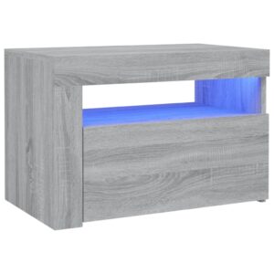 vidaXL Sängbord 2 st med LED-belysning Grå sonoma 60x35x40 cm - Bild 2