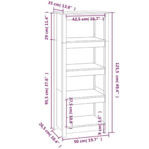 vidaXL Bokhylla svart 50x35x125,5 cm massiv furu - Bild 9