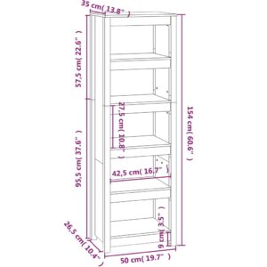 vidaXL Bokhylla svart 50x35x154 cm massiv furu - Bild 8