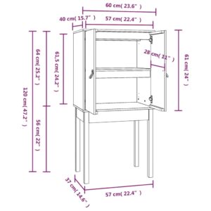 vidaXL Vitrinskåp vit 60x40x120 cm massiv furu - Bild 9