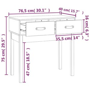 vidaXL Konsolbord svart 76,5x40x75 cm massiv furu - Bild 9