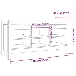 vidaXL Skobänk svart 110x40x60 cm massiv furu - Bild 8