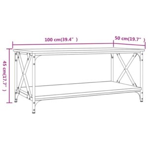 vidaXL Soffbord rökfärgad ek 100x50x45 cm konstruerat trä och järn - Bild 8