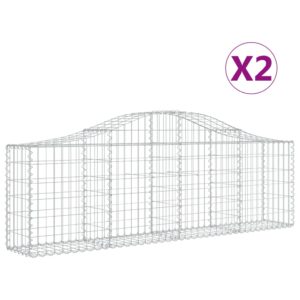 vidaXL Gabion bågformad 2 st 200x30x60/80 cm galvaniserat järn - Bild 2