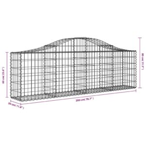 vidaXL Gabion bågformad 2 st 200x30x60/80 cm galvaniserat järn - Bild 6