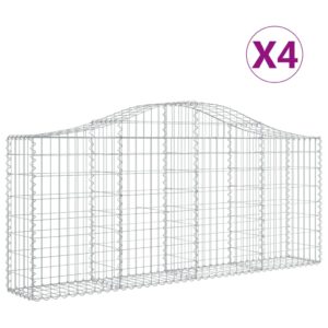 vidaXL Gabioner bågformade 4 st 200x30x80/100 cm galvaniserat järn - Bild 2