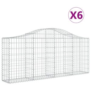 vidaXL Gabioner bågformade 6 st 200x30x80/100 cm galvaniserat järn - Bild 2