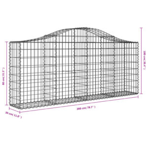 vidaXL Gabioner bågformade 6 st 200x30x80/100 cm galvaniserat järn - Bild 6