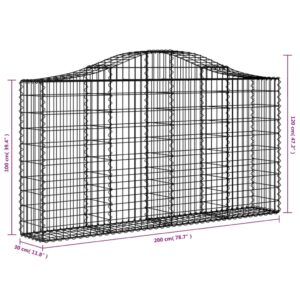 vidaXL Gabioner bågformade 4 st 200x30x100/120 cm galvaniserat järn - Bild 6