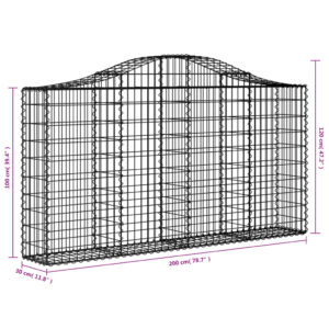 vidaXL Gabioner bågformade 30 st 200x30x100/120 cm galvaniserat järn - Bild 6