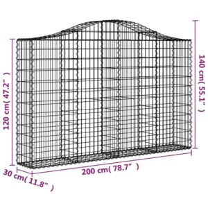 vidaXL Gabioner bågformade 4 st 200x30x120/140 cm galvaniserat järn - Bild 6