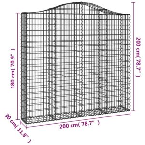 vidaXL Gabioner bågformade 2 st 200x30x180/200 cm galvaniserat järn - Bild 6