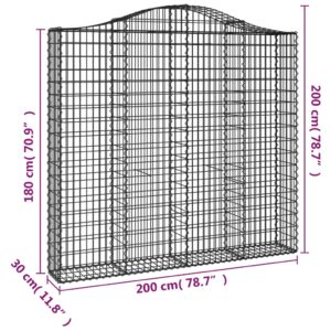 vidaXL Gabioner bågformade 4 st 200x30x180/200 cm galvaniserat järn - Bild 6