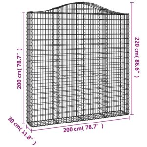 vidaXL Gabioner bågformade 2 st 200x30x200/220 cm galvaniserat järn - Bild 6