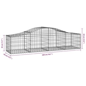 vidaXL Gabioner bågformade 7 st 200x50x40/60 cm galvaniserat järn - Bild 6