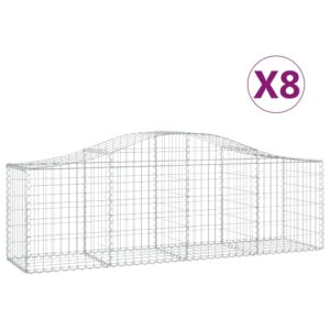 vidaXL Gabioner bågformade 8 st 200x50x60/80 cm galvaniserat järn - Bild 2