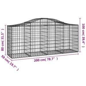 vidaXL Gabioner bågformade 8 st 200x50x80/100 cm galvaniserat järn - Bild 6