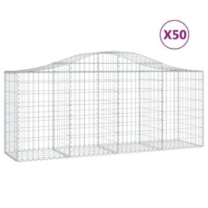 vidaXL Gabioner bågformade 50 st 200x50x80/100 cm galvaniserat järn - Bild 2