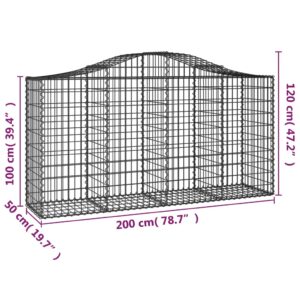 vidaXL Gabioner bågformade 6 st 200x50x100/120 cm galvaniserat järn - Bild 6