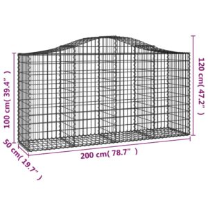 vidaXL Gabioner bågformade 50 st 200x50x100/120 cm galvaniserat järn - Bild 6