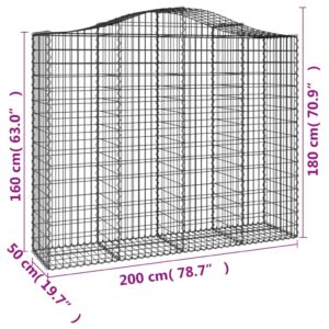 vidaXL Gabioner bågformade 2 st 200x50x160/180 cm galvaniserat järn - Bild 6